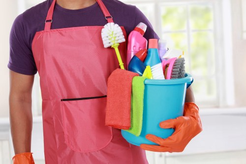 After builders cleaning team removing dust from a renovated Harringay property