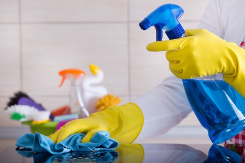 Commercial cleaning staff in Harringay tidying a reception area