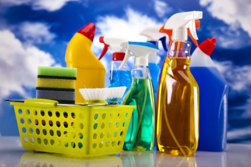 Cleaning professional preparing carpet cleaning equipment safely