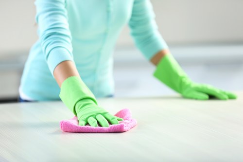 Safe and insured carpet cleaning service in progress