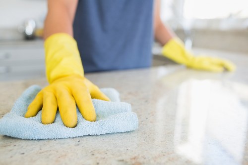 Experienced cleaner polishing surfaces in a family home